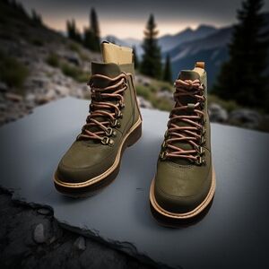 NWOT Size 6 Teva Olive Green with pink shoe strings Midform Boots